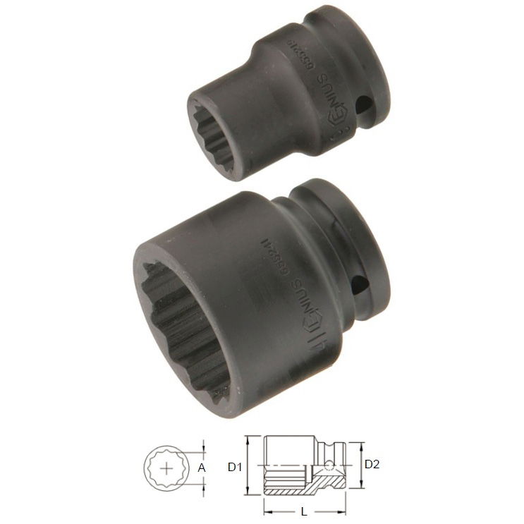 Genius Tools 655235 3/4"-os 12 lapú gépi dugókulcs fej, 35 mm termék fő termékképe