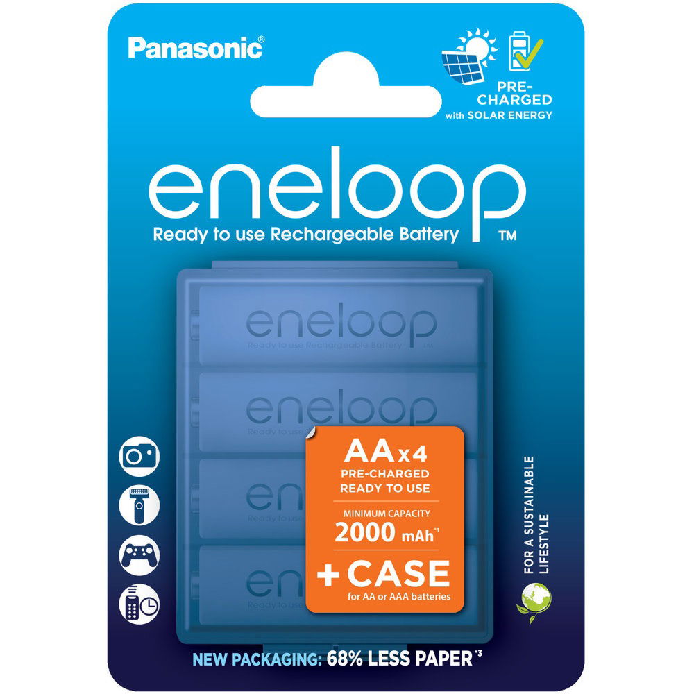 Panasonic BK-3MCDEC4BE eneloop Ni-MH akkumulátor + utazó és tároló tok, AA (ceruza), 2000 mAh, 4 db/bliszter termék fő termékképe