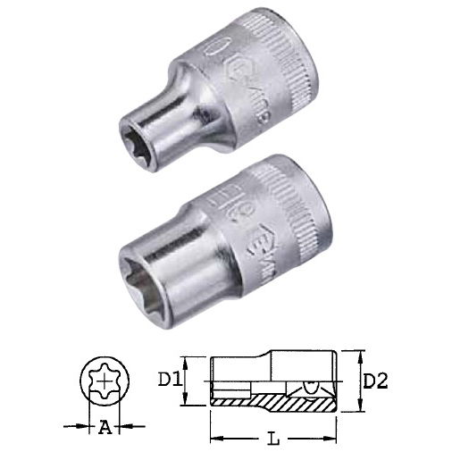 Genius Tools 252505 1/4"-os E-típusú (belső torx) dugókulcs fej, E-5 termék fő termékképe